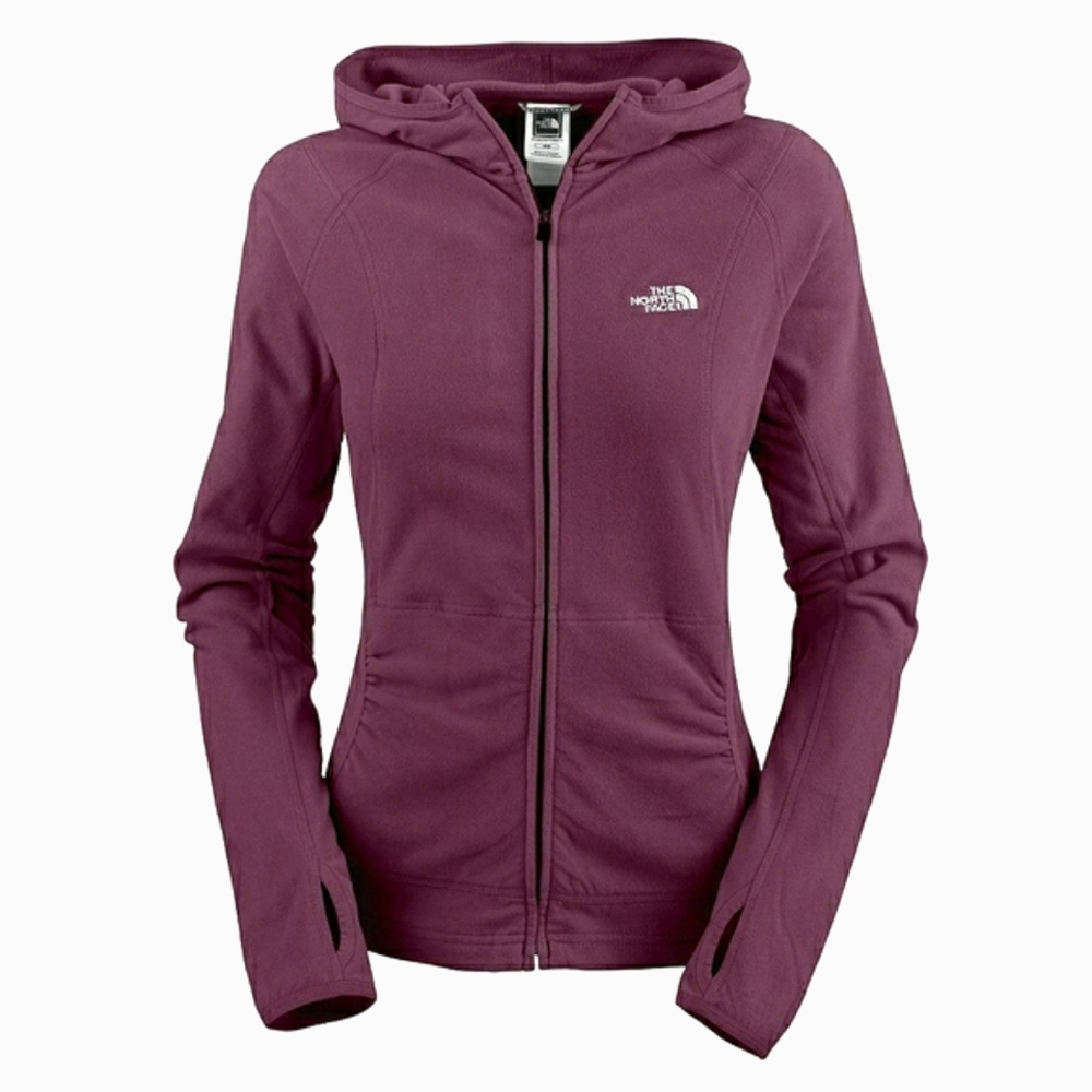 The North Face Fleece TKA Plum Purple Zip Up Hooded Fall Jacket Rouched Pockets